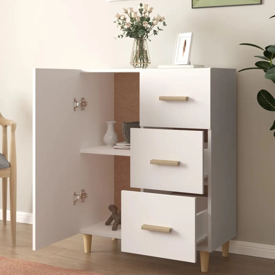 Buffet blanc 69,5x34x90 cm bois d'ingénierie - 3