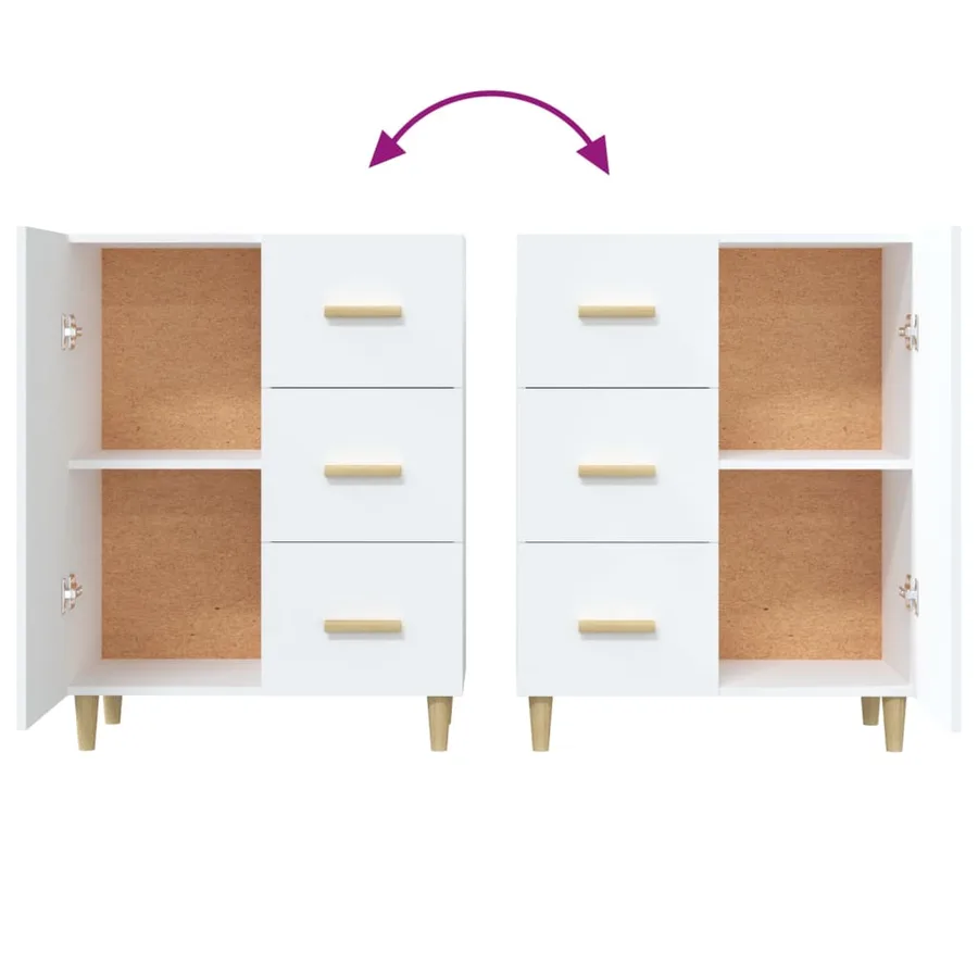 Buffet blanc 69,5x34x90 cm bois d'ingénierie - 8