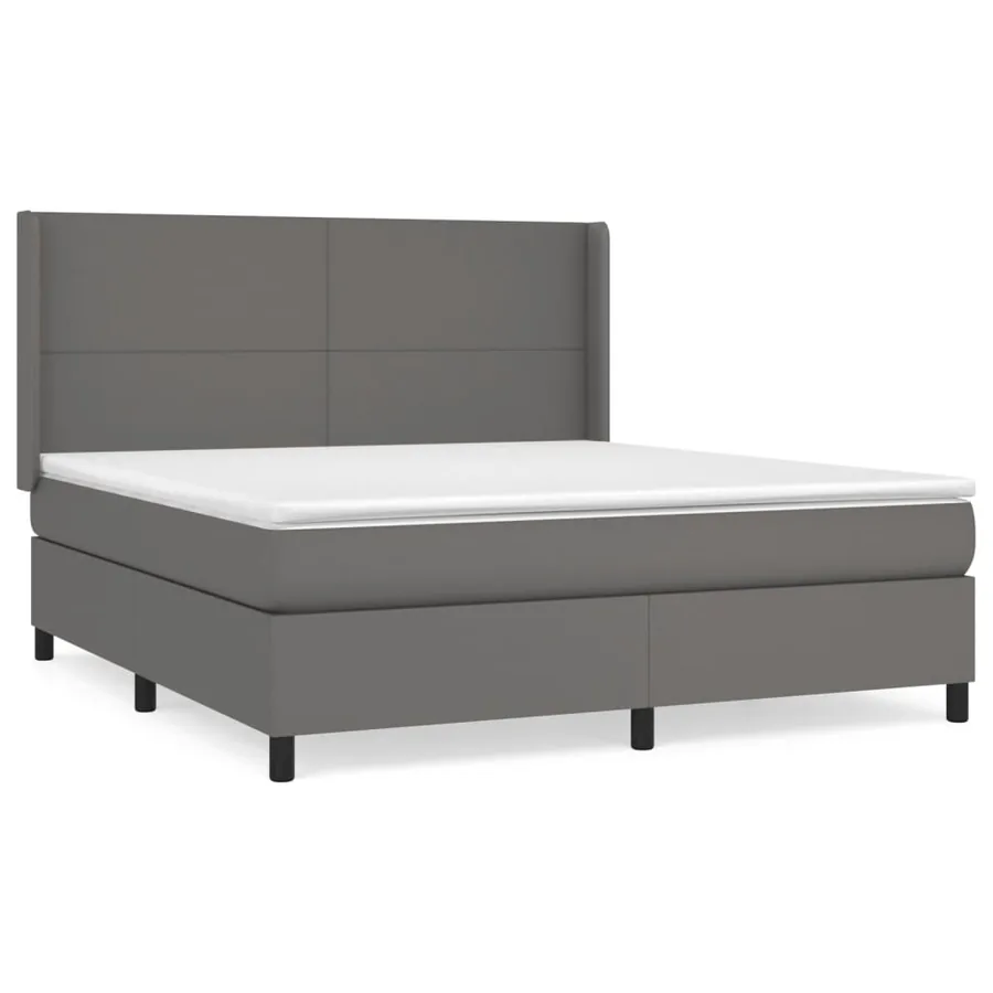 Sommier à lattes de lit avec matelas Gris 180x200 cm Similicuir - 2