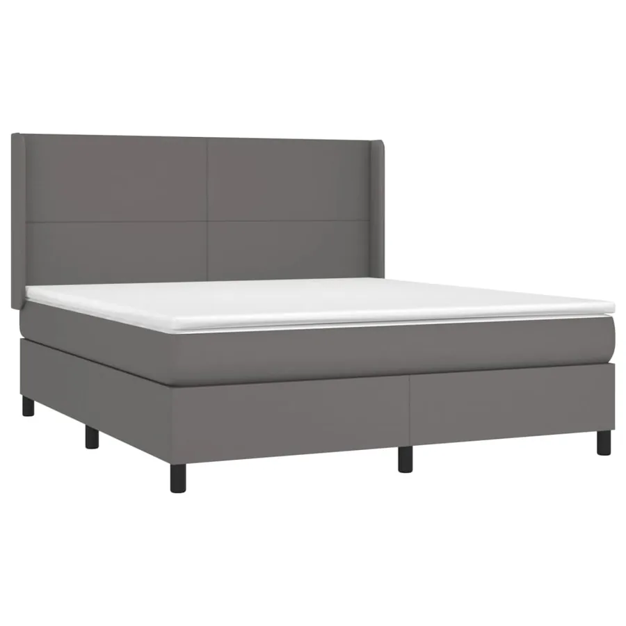 Sommier à lattes de lit avec matelas Gris 180x200 cm Similicuir - 3