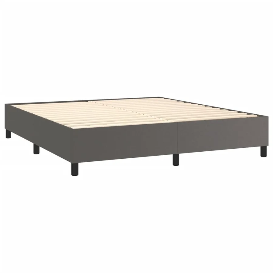 Sommier à lattes de lit avec matelas Gris 180x200 cm Similicuir - 4