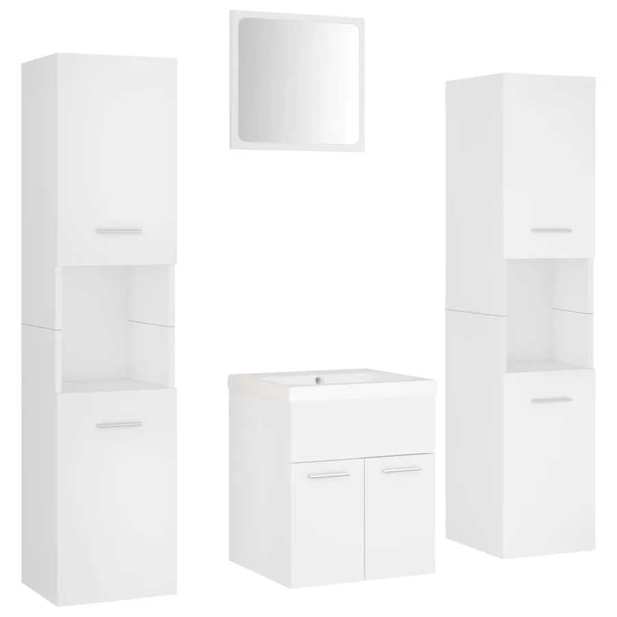Ensemble de meubles de salle de bain Blanc Aggloméré - 2