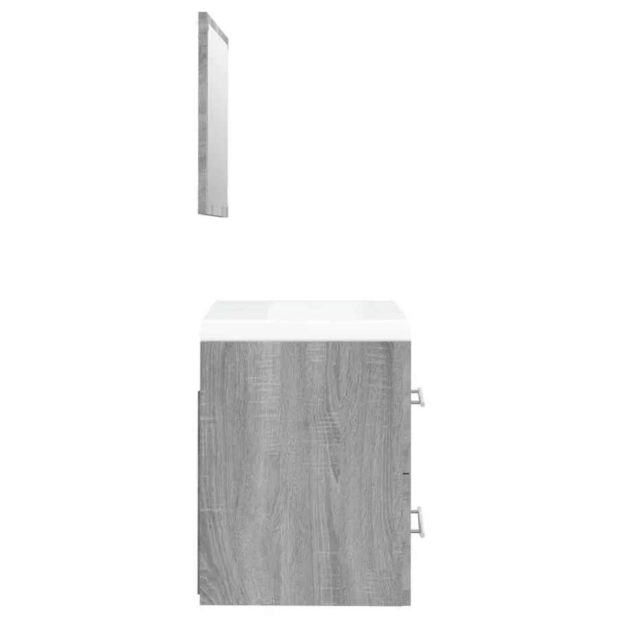 Meuble lavabo avec bassin intégré Sonoma gris Bois d'ingénierie - 7