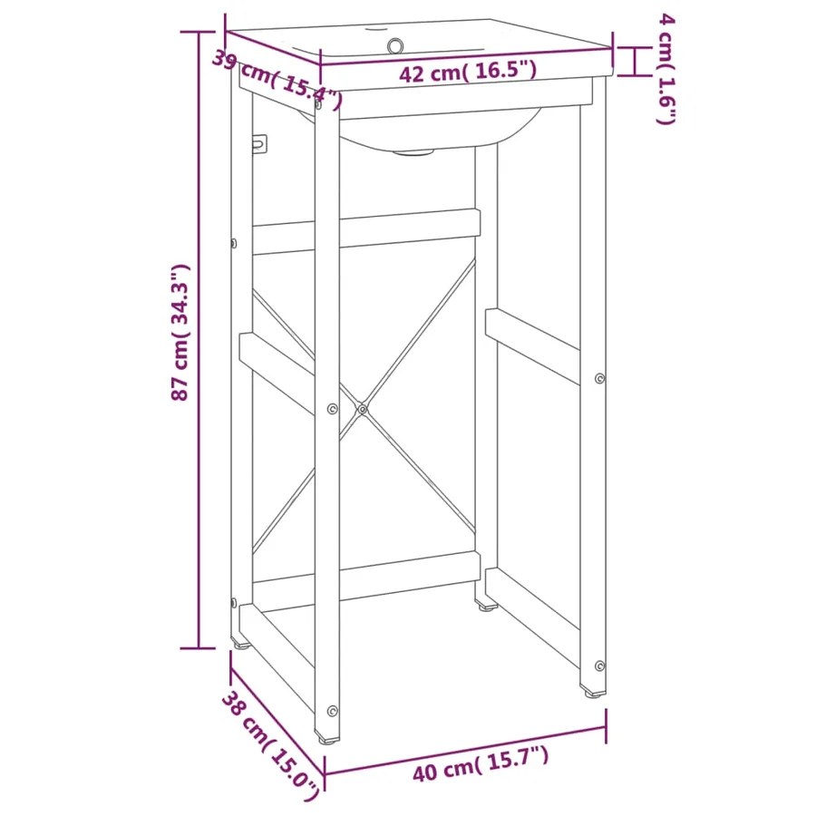 Cadre de lavabo de salle de bain vasque à encastrer Noir Fer - 7