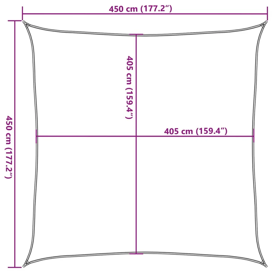 Voile d'ombrage 160 g/m² Crème 4,5x4,5 m PEHD - 10