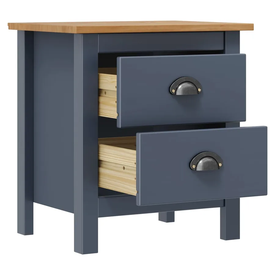 Table de chevet Hill Gris 46x35x49,5 cm Bois de pin solide - 3