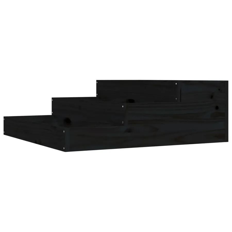 Jardinière Noir 78x78x27 cm Bois massif de pin - 2