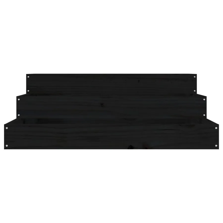 Jardinière Noir 78x78x27 cm Bois massif de pin - 4