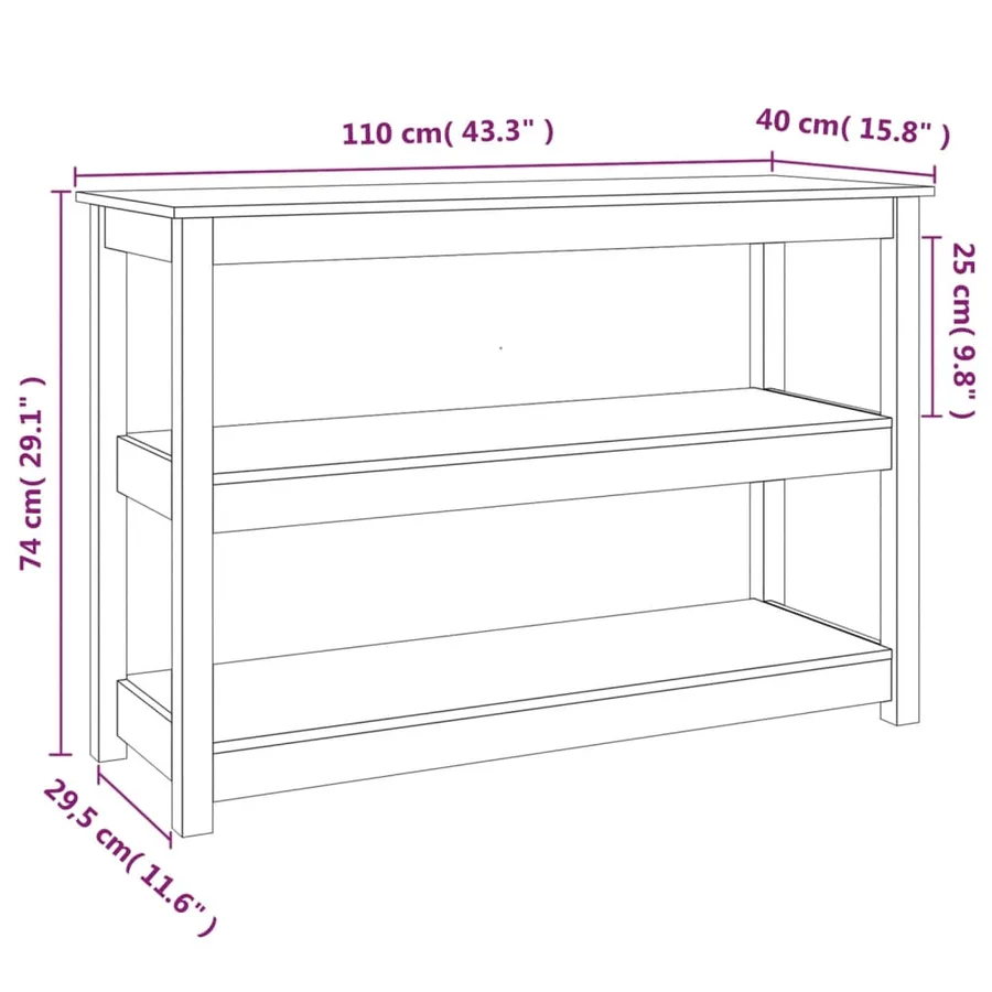 Table console 110x40x74 cm Bois massif de pin - 8