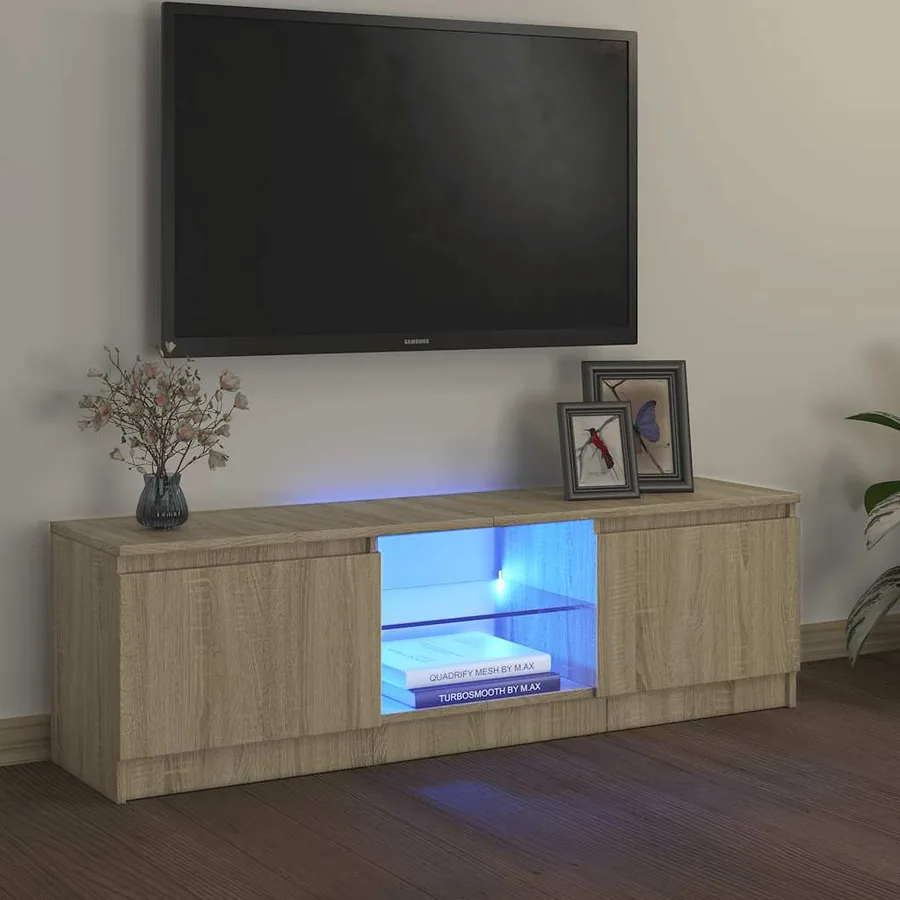 Meuble TV avec lumières LED chêne sonoma 120x30x36 cm