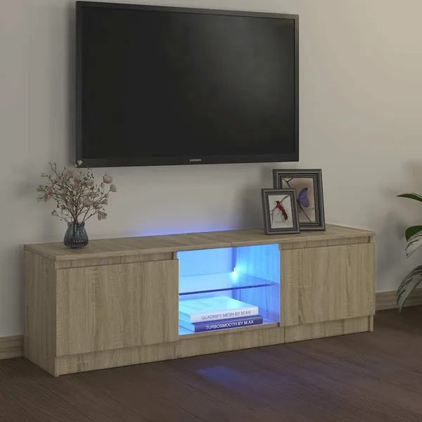 Meuble TV avec lumières LED chêne sonoma 120x30x36 cm