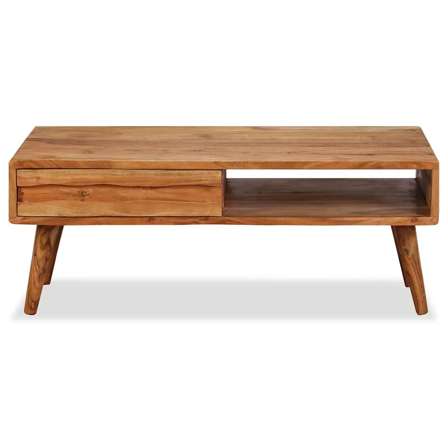 Table basse Bois massif avec tiroir sculpté 100x50x40 cm - 2