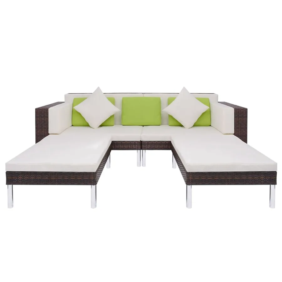 Salon de jardin 4 pcs avec coussins Résine tressée Marron - 7