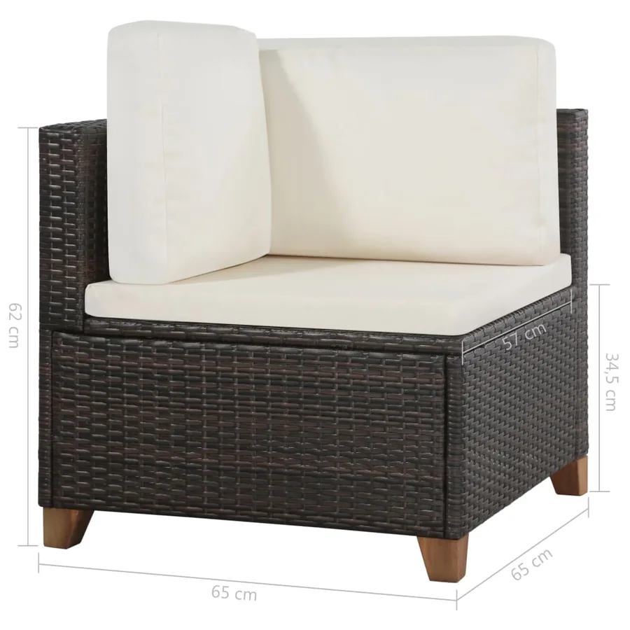Salon de jardin 4 pcs avec coussins Résine tressée Marron - 10