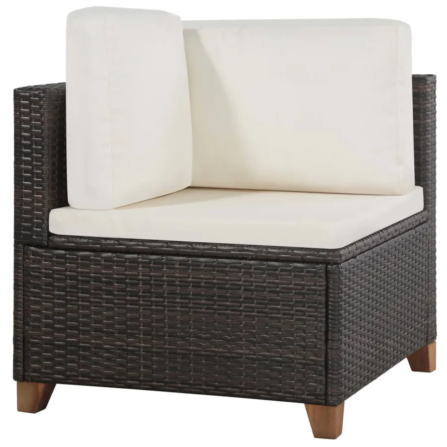 Salon de jardin 4 pcs avec coussins Résine tressée Marron - 3