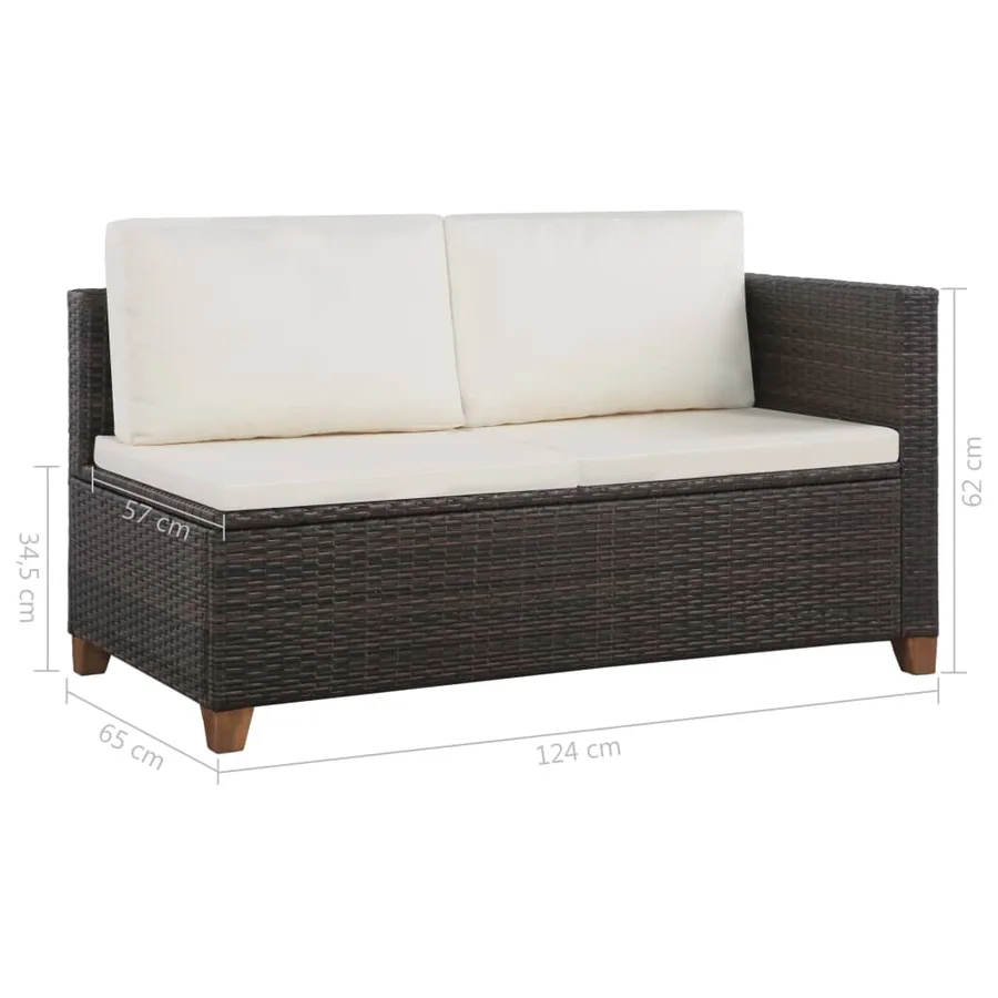 Salon de jardin 4 pcs avec coussins Résine tressée Marron - 9