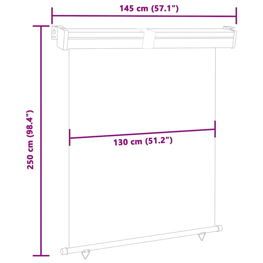 Auvent latéral de balcon 145x250 cm Crème - 10
