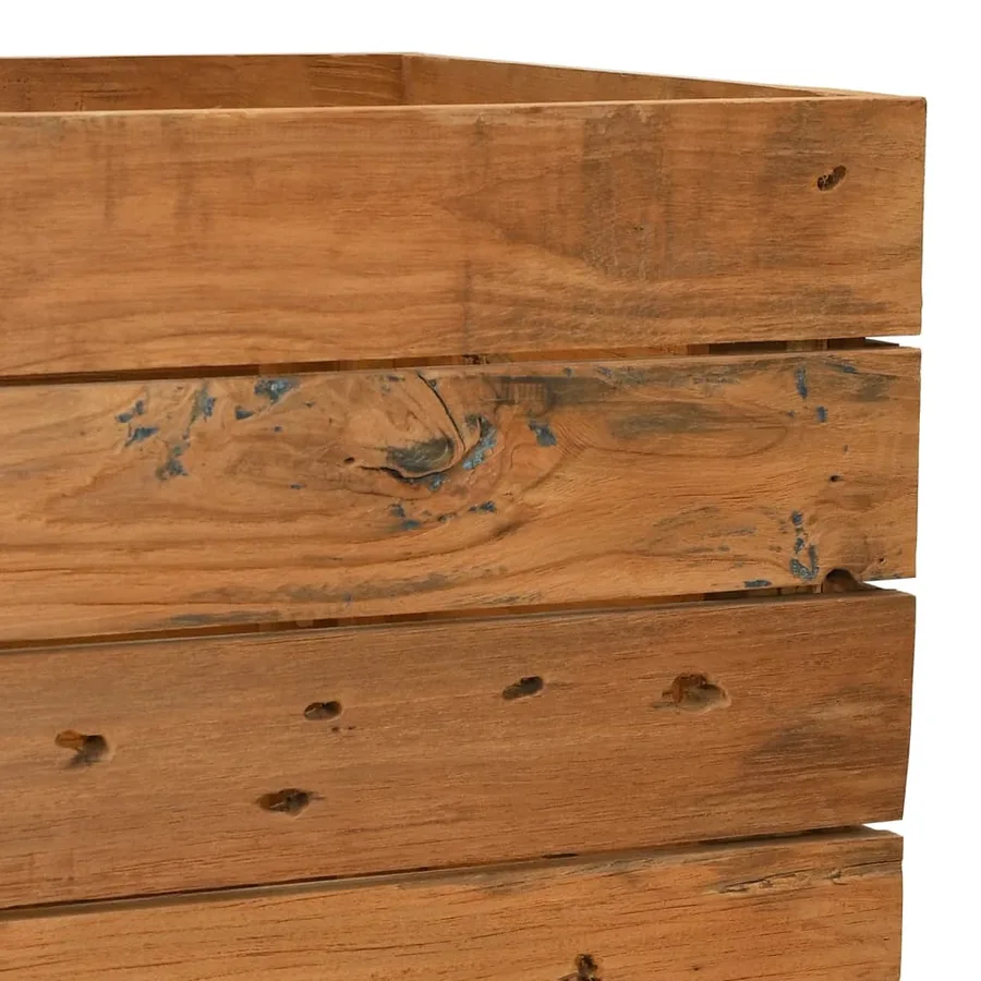 Lit surélevé 150x40x55 cm bois de teck recyclé et acier - 7