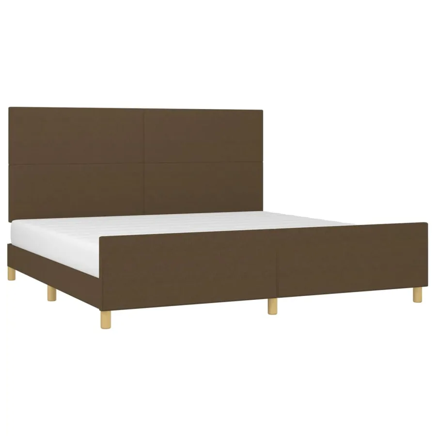 Cadre de lit sans matelas marron foncé 200x200 cm tissu - 3
