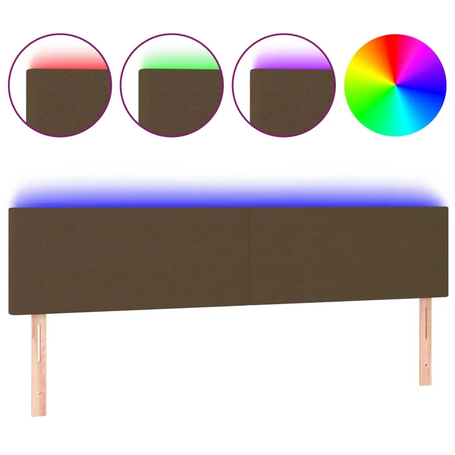 Tête de lit à LED Marron foncé 200x5x78/88 cm Tissu - 2