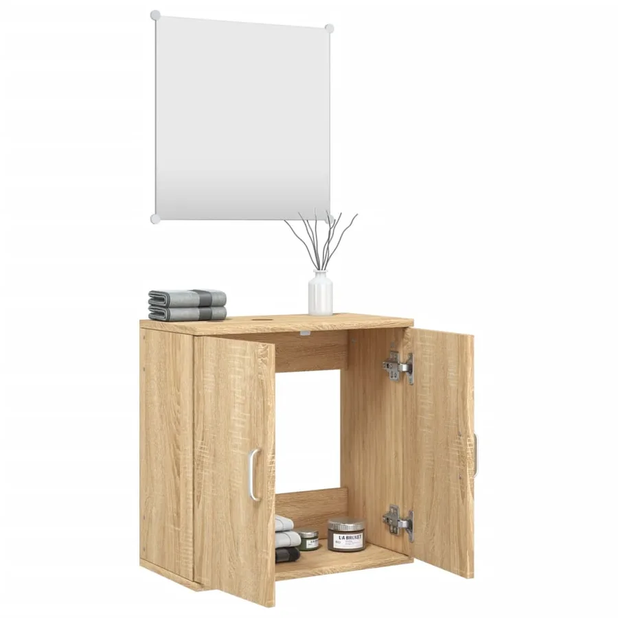 Ensemble de meubles salle de bain 2 pcs chêne bois d'ingénierie - 3
