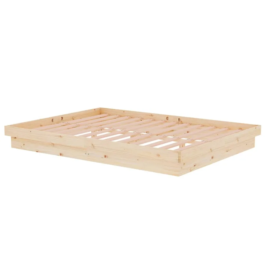 Cadre de lit sans matelas bois massif 140x190 cm - 4