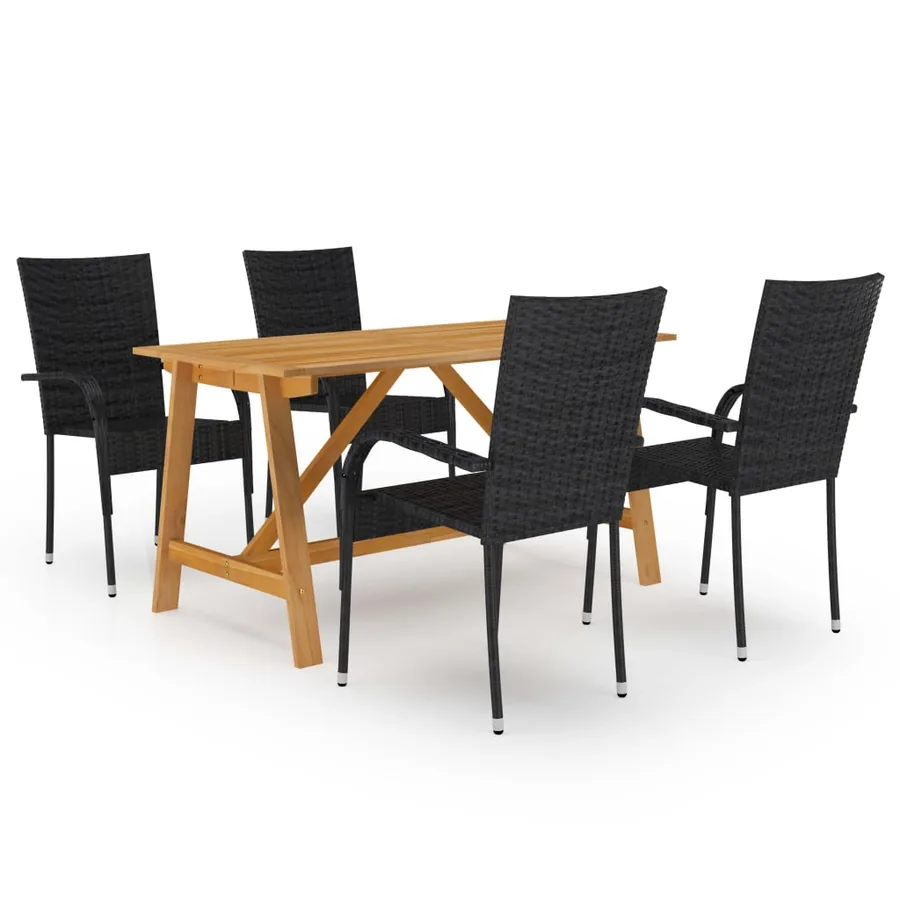 Ensemble à manger de jardin 5 pcs Noir