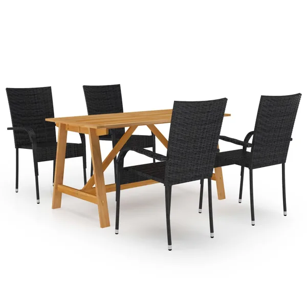 Ensemble à manger de jardin 5 pcs Noir
