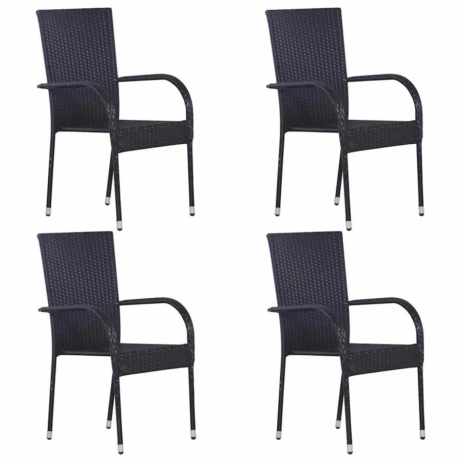 Ensemble à manger de jardin 5 pcs Noir - 2