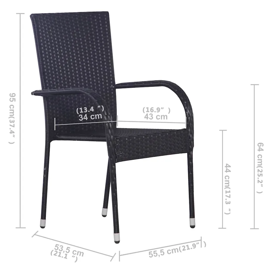 Ensemble à manger de jardin 5 pcs Noir - 9