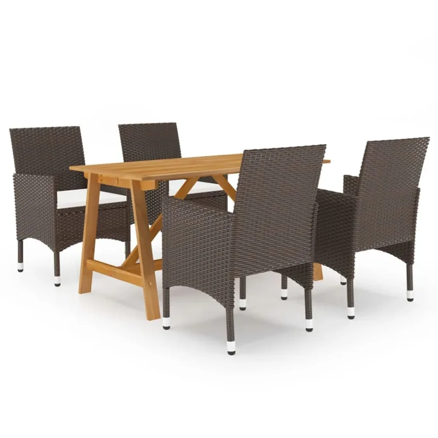 Ensemble à manger de jardin 5 pcs Marron