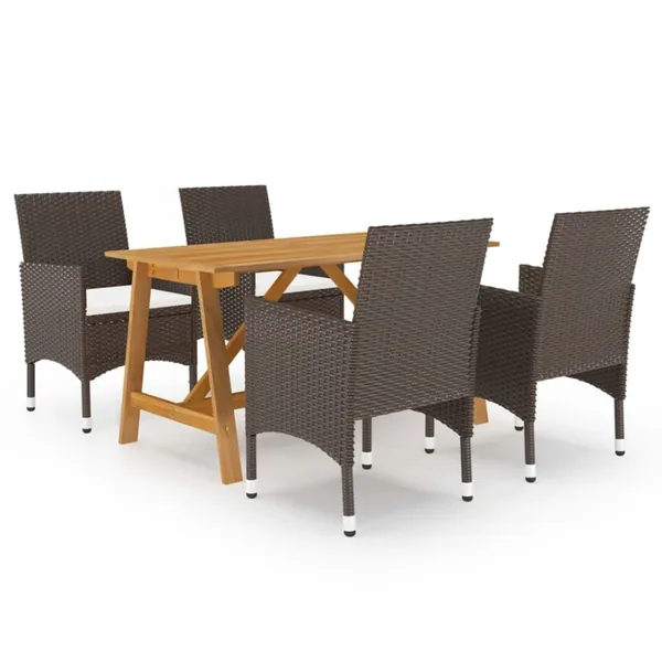 Ensemble à manger de jardin 5 pcs Marron