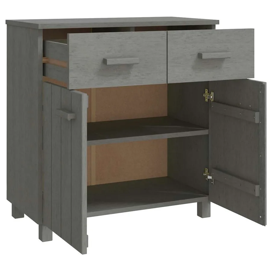 Buffet HAMAR Gris clair 79x40x80 cm Bois massif de pin - 7