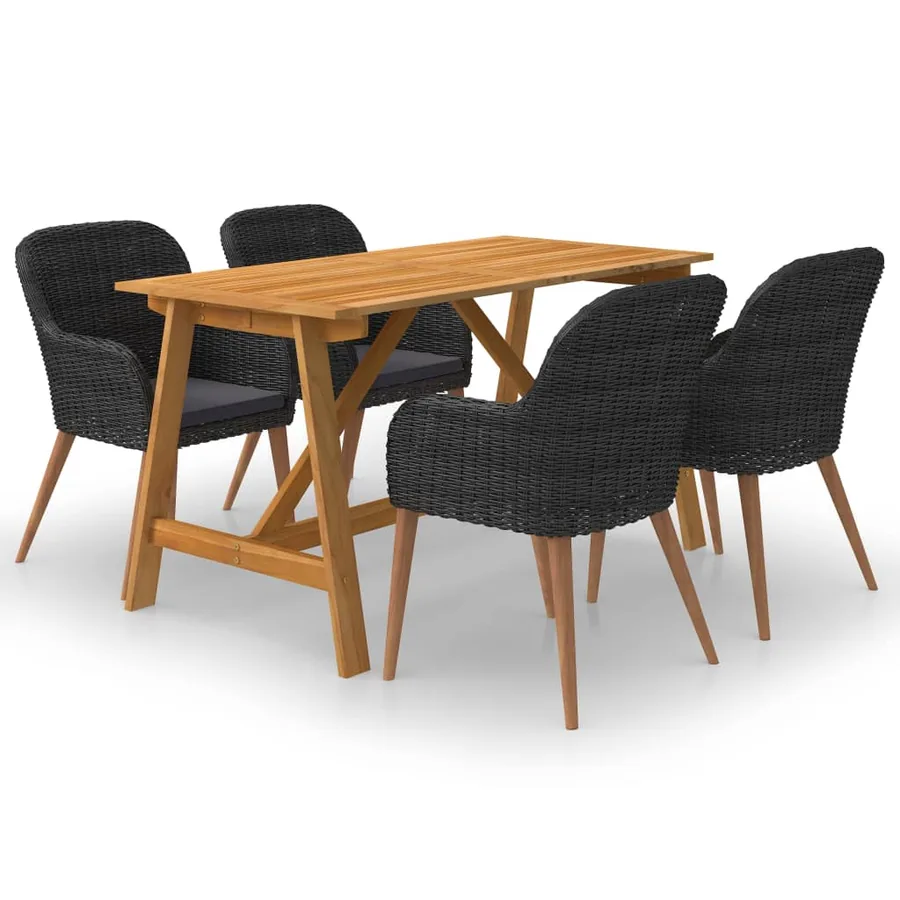 Ensemble à manger de jardin 5 pcs Noir