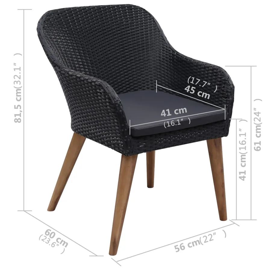 Ensemble à manger de jardin 5 pcs Noir - 10