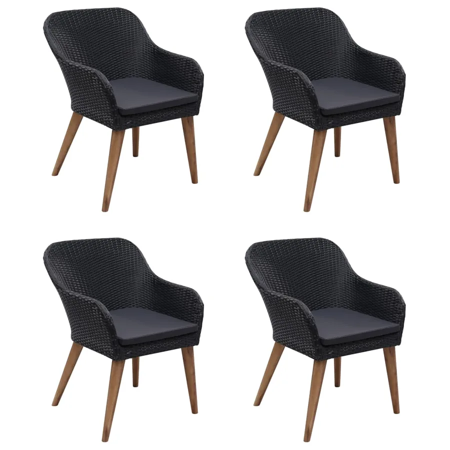 Ensemble à manger de jardin 5 pcs Noir - 2