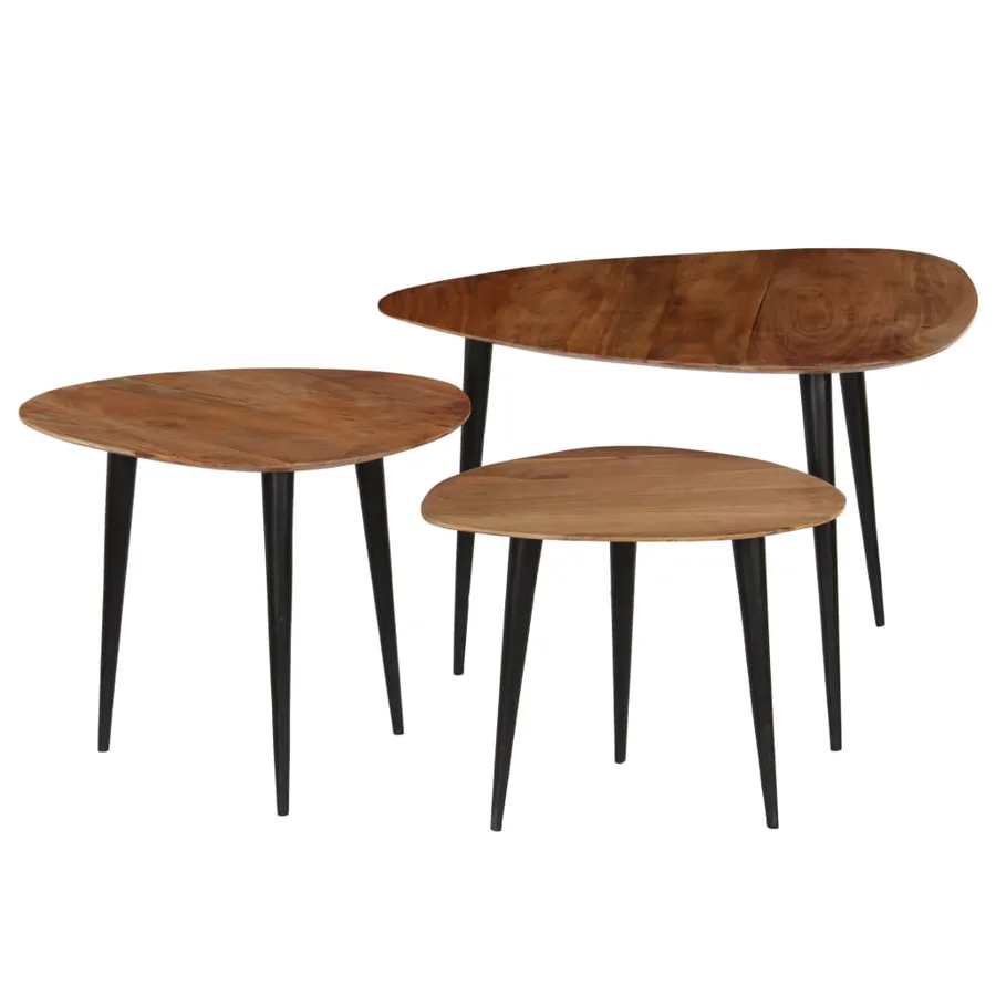 Tables basses 3 pcs Bois d'acacia massif - 13