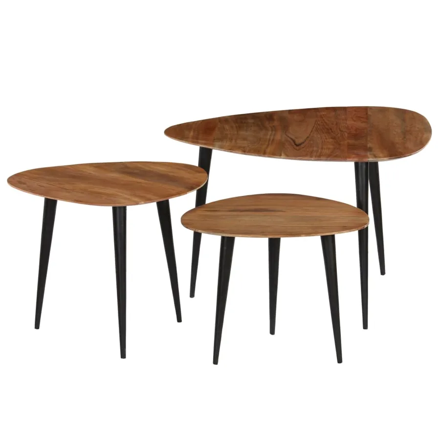 Tables basses 3 pcs Bois d'acacia massif - 14