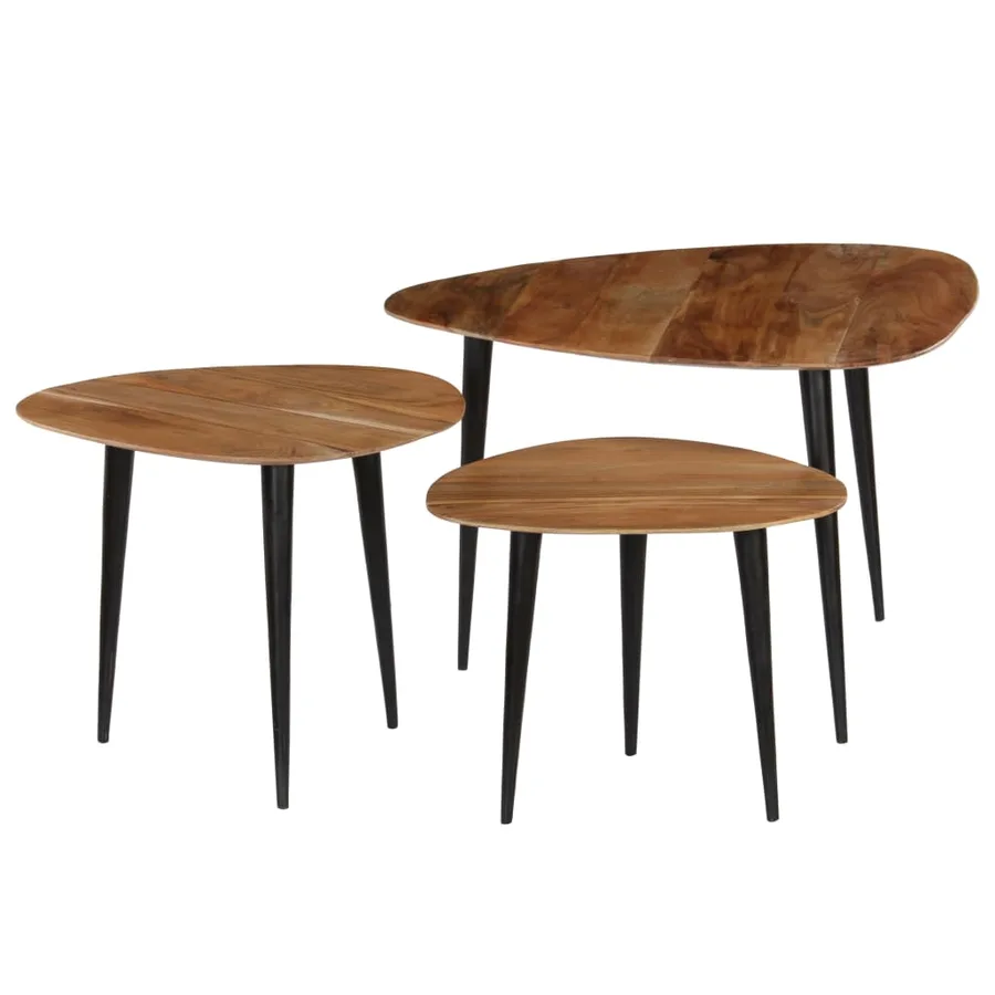 Tables basses 3 pcs Bois d'acacia massif - 16