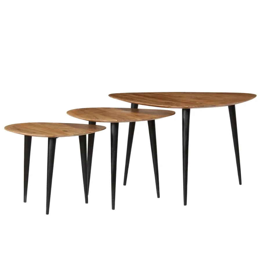 Tables basses 3 pcs Bois d'acacia massif - 2