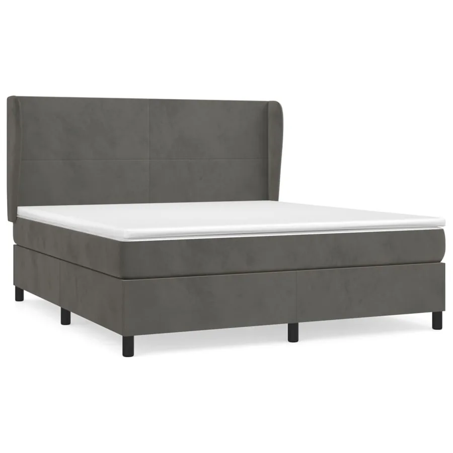 Sommier à lattes de lit et matelas Gris foncé 180x200cm Velours - 2