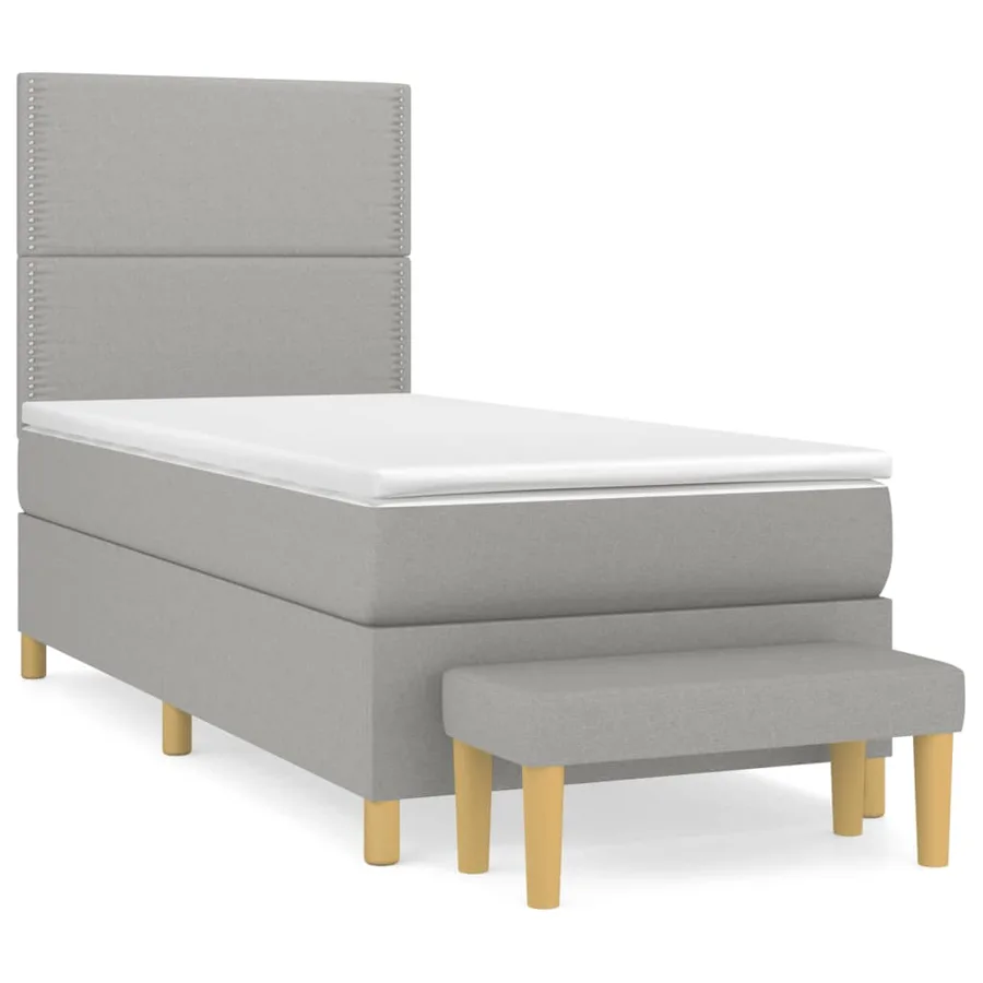Sommier à lattes de lit avec matelas Gris clair 90x200 cm Tissu - 2