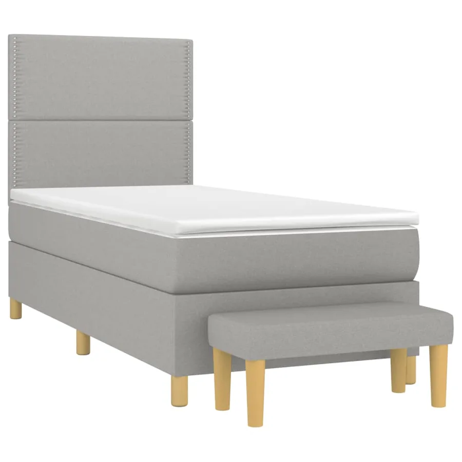 Sommier à lattes de lit avec matelas Gris clair 90x200 cm Tissu - 3