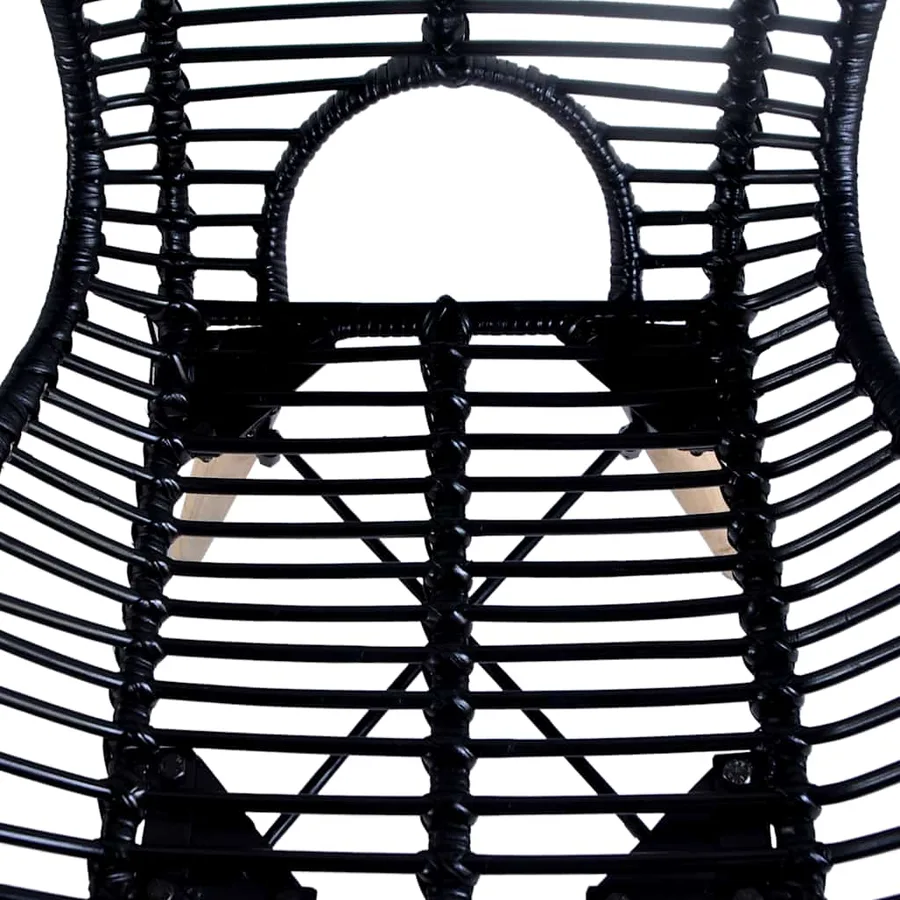 Chaises à manger lot de 4 noir rotin naturel - 4