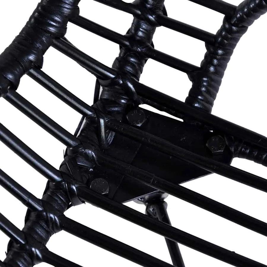 Chaises à manger lot de 4 noir rotin naturel - 5