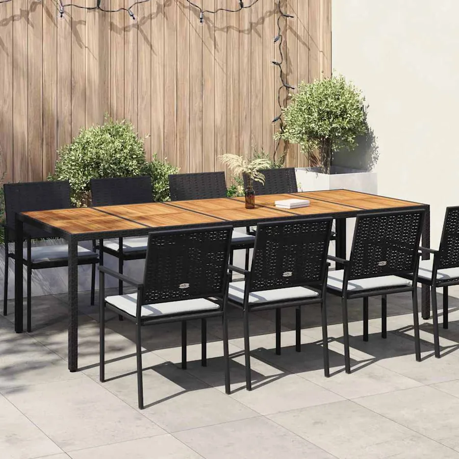 Table de Jardin Noir 250 x 100 x 75 cm polyrotin