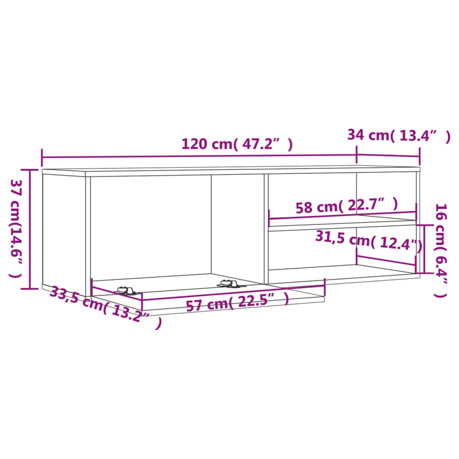 Meuble TV chêne marron 120x34x37 cm bois d'ingénierie - 9