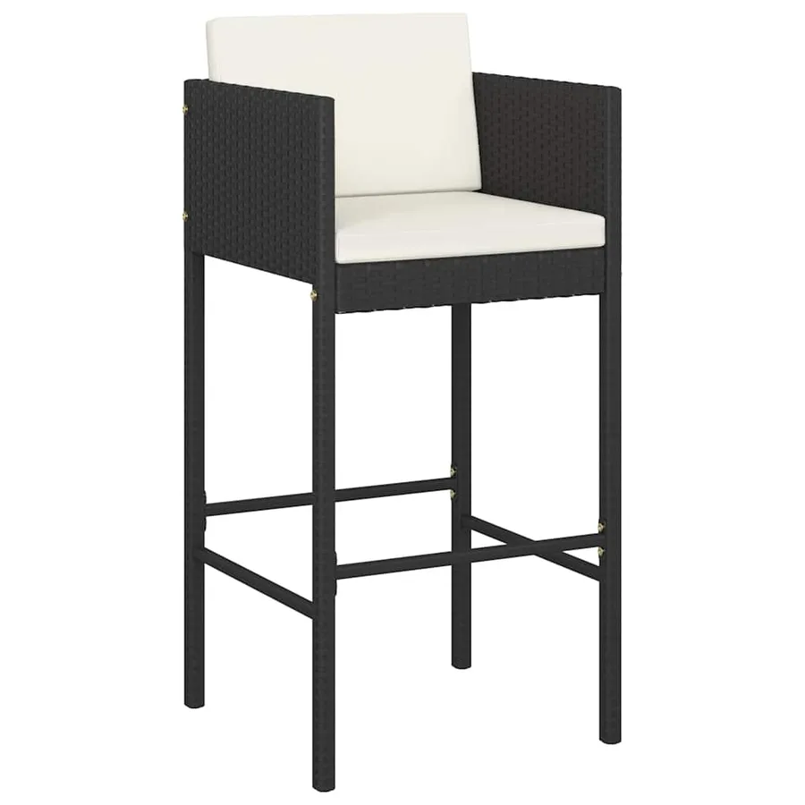 Ensemble de bar de jardin 5 pcs et coussins Résine tressée Noir - 3