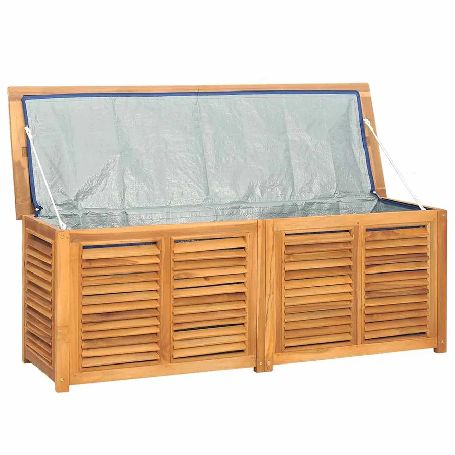 Boîte de rangement jardin et sac 150x50x55 cm bois massif teck - 5