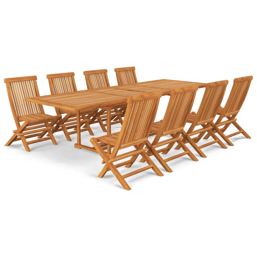 Ensemble à manger de jardin 9 pcs Bois de teck massif - 2